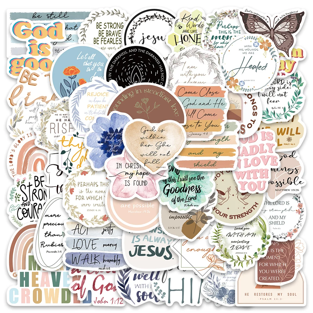 

10/50Pcs Jesus Bible Phrase Bible Verse Faith Stickers Waterproof DIY Luggage Laptop Guitar Scrapbook Computer Graffiti Stickers
