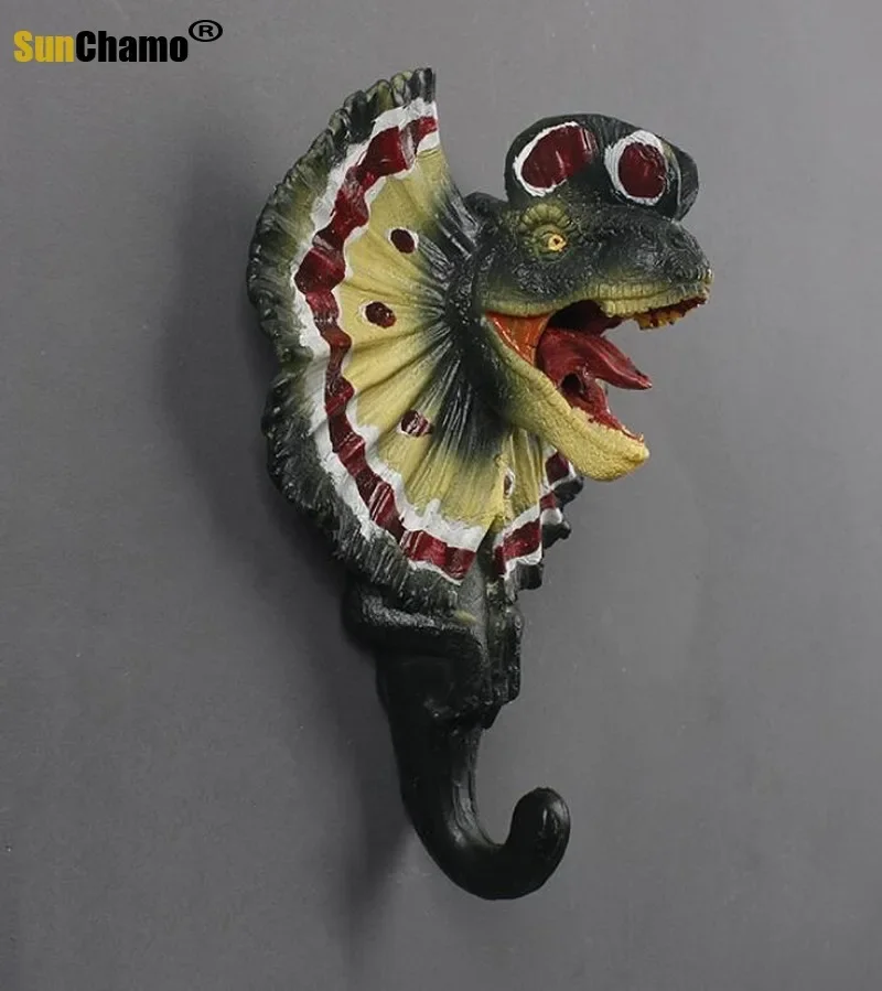 Jurassic Dinosaur Wall Hanging, Creative Resin Animal Model, Dinosaur Coat Hooks, American Decorative Hook, Triceratops 4