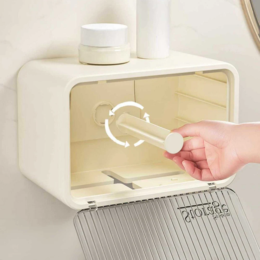 Wall Mounted Storage Box Wall Mounted Transparent Waterproof Tissue Box For Toilet Dormitory Bathroom Roll Paper Face Towel Storage Organizer