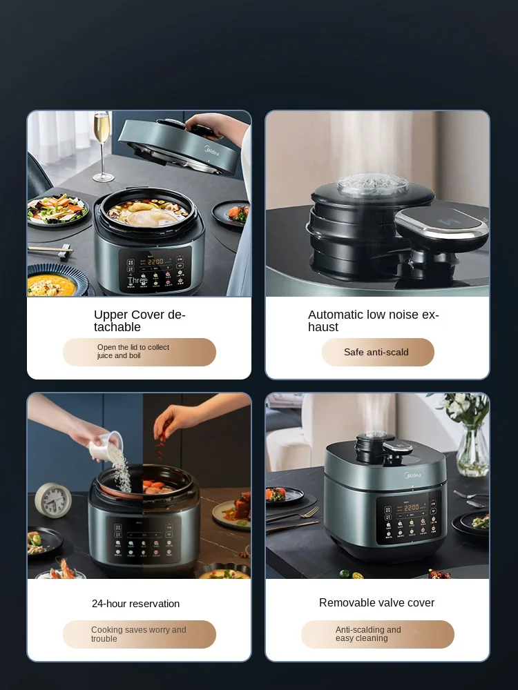Midea Electric Pressure Cooker Household Appliances 5L Capacity Uncoated Stainless Steel Double Liner Multi-Functional Smart