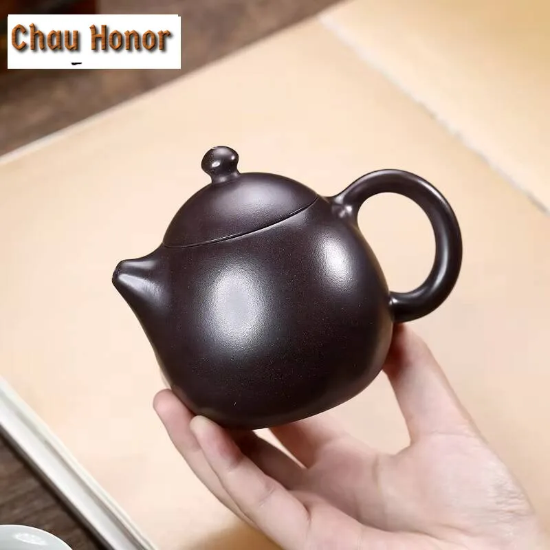 250ml Authentic Yixing Purple Clay Teapots Handmade Dragon Egg Pot Raw Ore Mud Tea Maker Kettle With Infuser Zisha Tea Set Gift