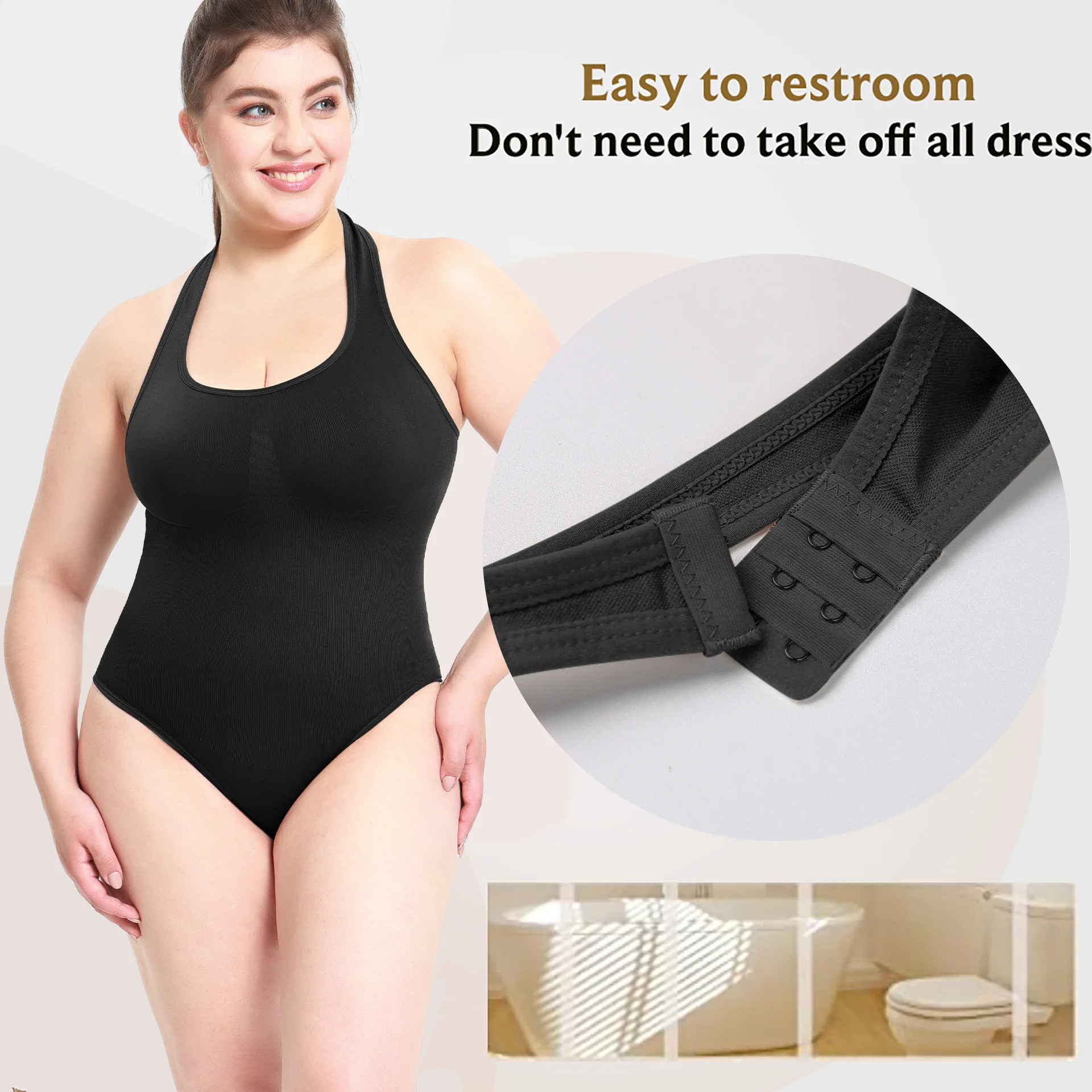 Body Shaper Jumsuit Women Thong Shapewear Bodysuit Tummy Control Seamless Fashion Halter Behind Neck Shapewear Panties