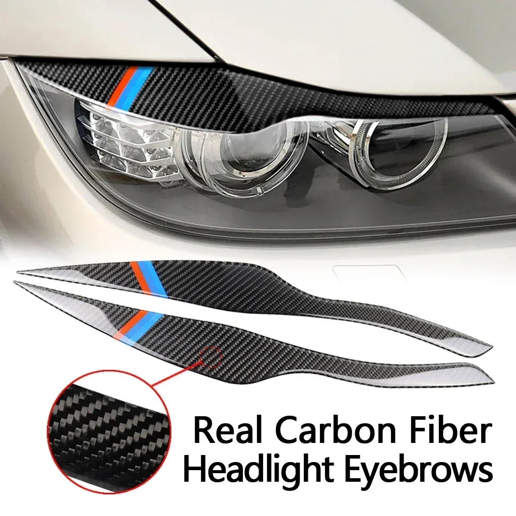 

1Pair Real Carbon Fiber Headlight Eyebrow Eyelid Cover For BMW 3 Series E90 E91 2006 2007 2008 2009 2010 2011 Car Accessories