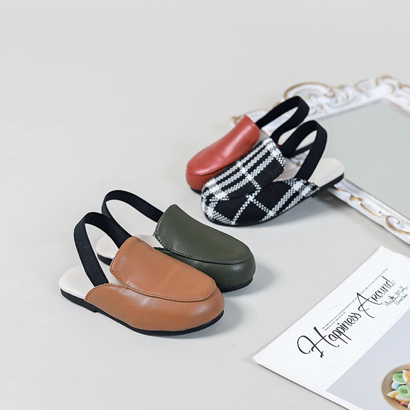 Autumn Kids Shoes Children Outdoor Slides Baby Girls Leather Slippers Toddler Boys Red Brand Flats Princess Dress Slides New 2