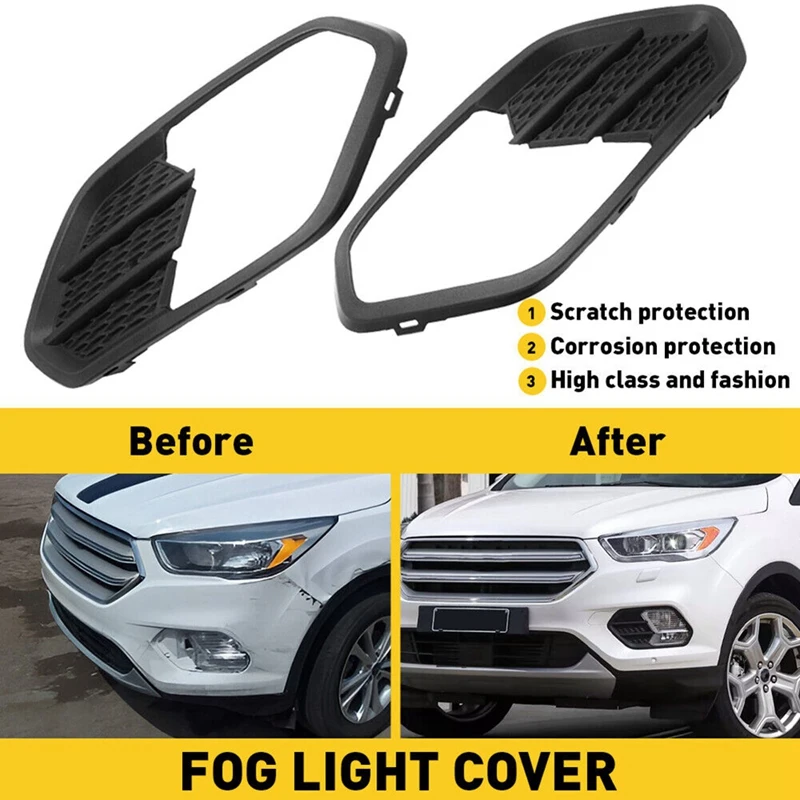 1 Pair Front Bumper Fog Light Frame Grille Cover F01039178 For Ford Escape Kuga-Replacement