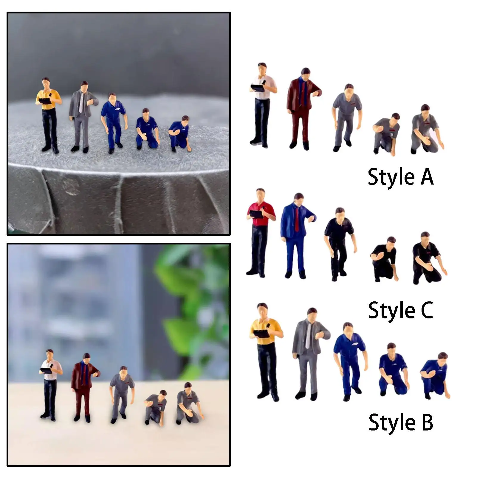 5 Pieces 1/64 Scale Diorama Figures Realistic Miniature Layout for DIY Projects Desktop Ornament Model Trains Kids Adults Gifts