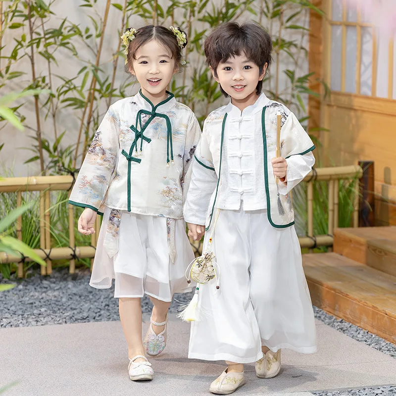 

Boys And Girl Hanfu Set Tang Suit Children Ancient Chinese Traditional School Student Uniform Costume Kids Perform Clothes