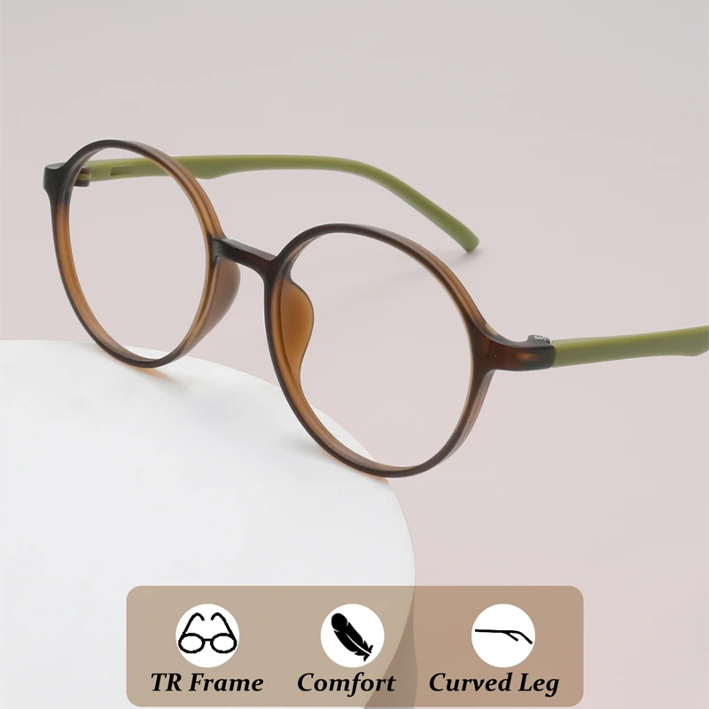 Brand Design Vintage Round Green Frame Anti Blue Light Photochromic Reading Glasses Men and Women Prescription Custom Glasses