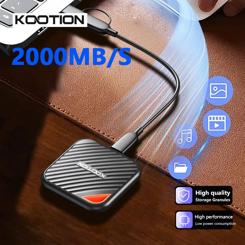 KOOTION 1TB 2TB כונן SSD חיצוני 2000MB/S נייד USB3.2 Gen2 כונן קשיח לסמסונג iPhone 16 17 מחשב נייד מחשב שולחני סמארטפון