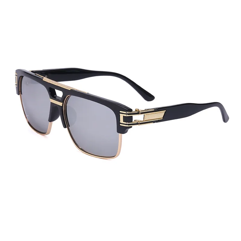 Luxury Stylish Men's Designer Square Metal Sunglasses - Classic Fashion UV400 Alpha Shades