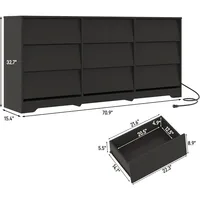 70 Inch Large 9 Drawers Dresser for Bedroom, Black Dresser with Power Outlet and Deep Drawers, Wide Chest of Drawers, Modern Min 2