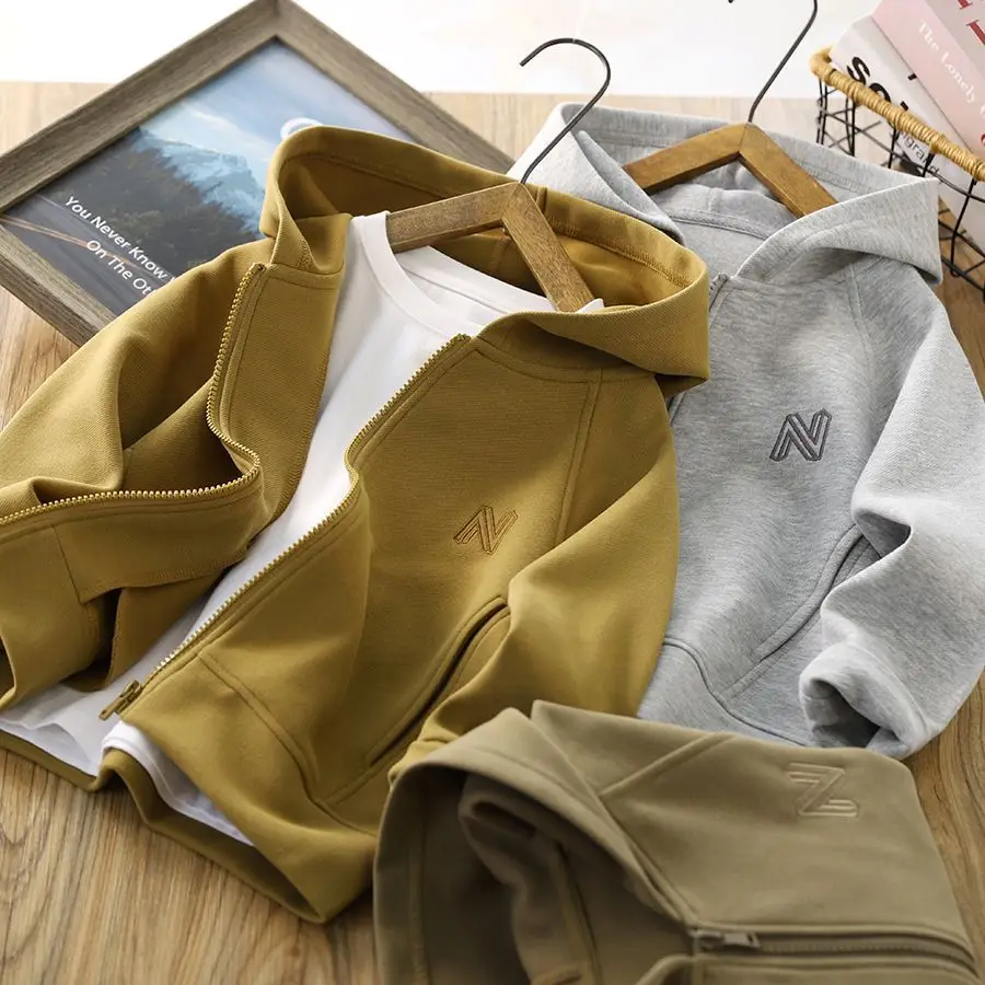 

Boys' Hooded Jacket 2023 Spring and Autumn New Children's Zip-up Shirt Middle and Big Sports Jacket