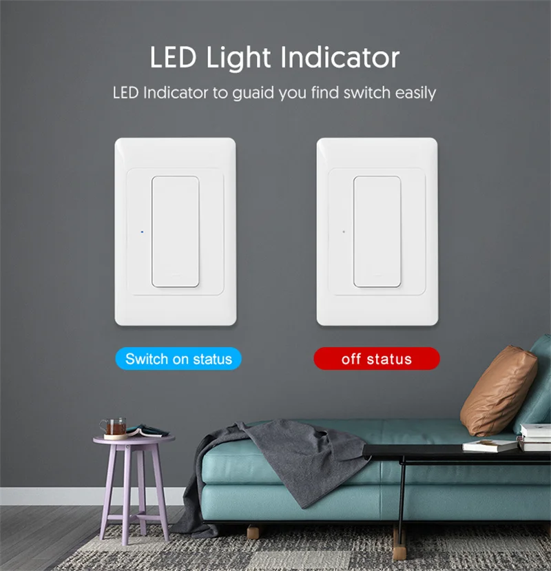 De Parede, Fio Neutro Necessário, Indicador LED,