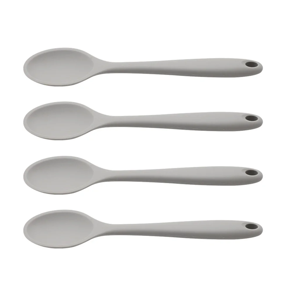 

4 Pcs Multipurpose Silicone Spoon Ramen Noodles Vintage Decor Silica Gel Salad Spoons