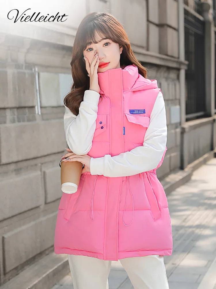 

Vielleicht 2022 Winter Cotton Down Vest Women Loose Hooded Bodywarm Cotton Padded Jacket Sleeveless Female Winter Waistcoat