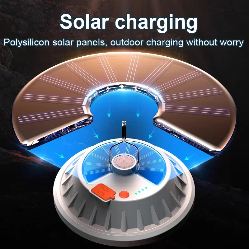 فانوس تخييم LED شمسي فاخر 1200 لومينز