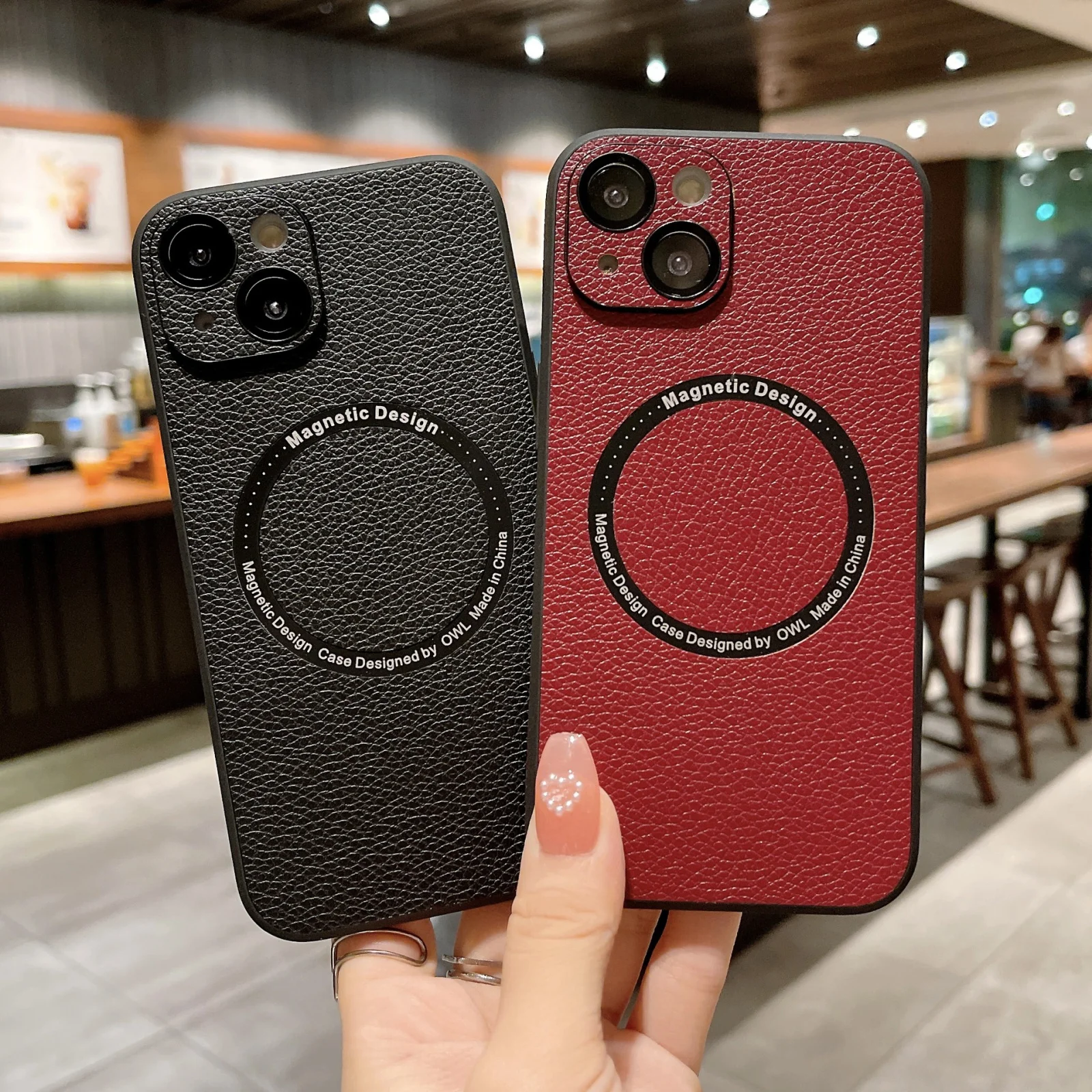 

With Lens Camera Protector Film Phone Case for iPhone 14 Pro Max Plus for Magsafe Case Protective Pu Leather Matte Phone Cover