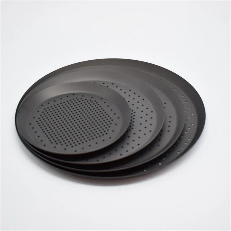 YOMDID Round Pizza Pan Thickening Punching Holes Pizza Pie Pan Mold Aluminium Alloy Pancake Baking Trays Kitchen Bakeware pizza