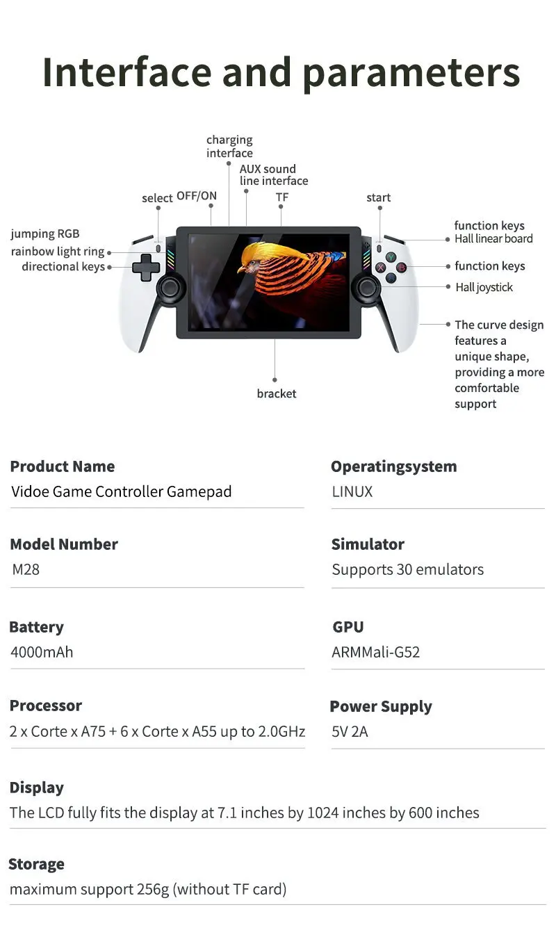 Retro Handheld Game Console With 7 Inch Lcd Hd Screen And Emulators_voghion.com