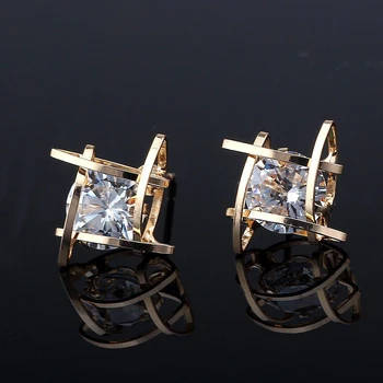 FSUNION 2025 New European And American Trinkets Triangle Zircon Earrings Toe Square Studs for Women Fashion Jewelry Gifts