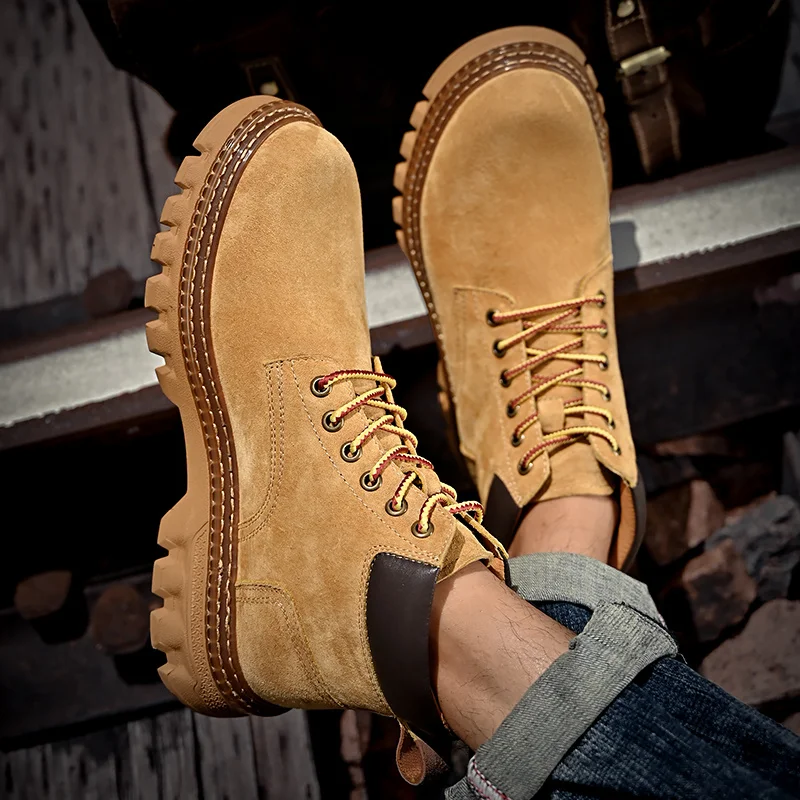 Casual Martin Boots Chaussures pour hommes en cuir Casual Martin Boots Lightweight Mens Trainers Running Walking Shoes_voghion.com