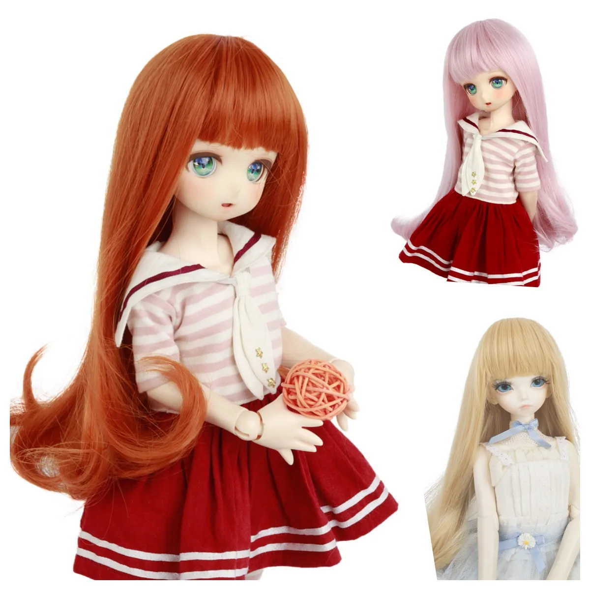 

Aidolla 1/3 1/4 1/6 BJD Doll Wig Middle Length Curly Hair Big Roll Wig High Temperature Wire Doll Accessories For DIY BJD Doll