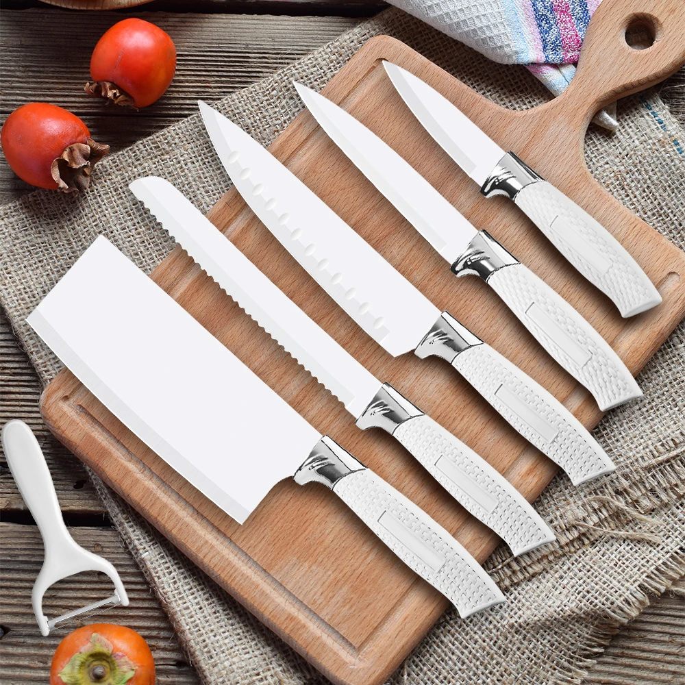 DFITO 6-teiliges Küchenmesser-Set aus Edelstahl, Kochmesser, Metzgermesser, Küchenmesser mit Vollmetallgriff, Fischmesser, Geschenkset – Detail 15