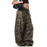 Pantalon Cargo Baggy de Camouflage pour hommes, taille haute, droit, jambes larges, surdimensionné, esthétique d'automne, jean Vintage Y2K des années 2000 2