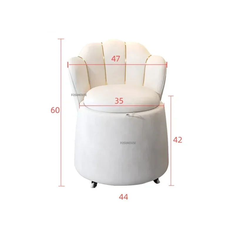 Modern Light Luxury Makeup Vanity Chairs Bedroom Backrest Chair Wood Ottoman Storage Living Room Stool Space Saving Furniture Z