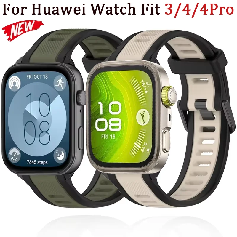Two-Tone Silicone Sports Strap - Comfortable Wristband for Smartwatches
