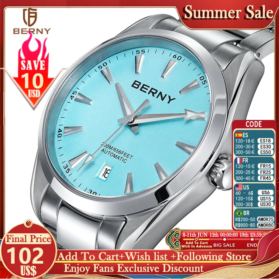 Stainless Steel Mechanical Wristwatch Automatic Mechanical Watch Men