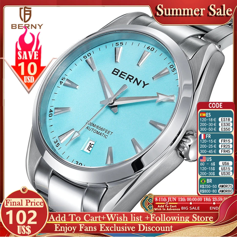 Stainless Steel Mechanical Wristwatch Automatic Mechanical Watch Men