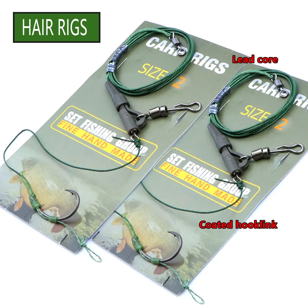 Carp Fishing Accessory Ready Tied Hair Rig Coated Leadcore Leader Hooklink Sharp Carp Hook For Method Feeder Boilie Fish Tackle