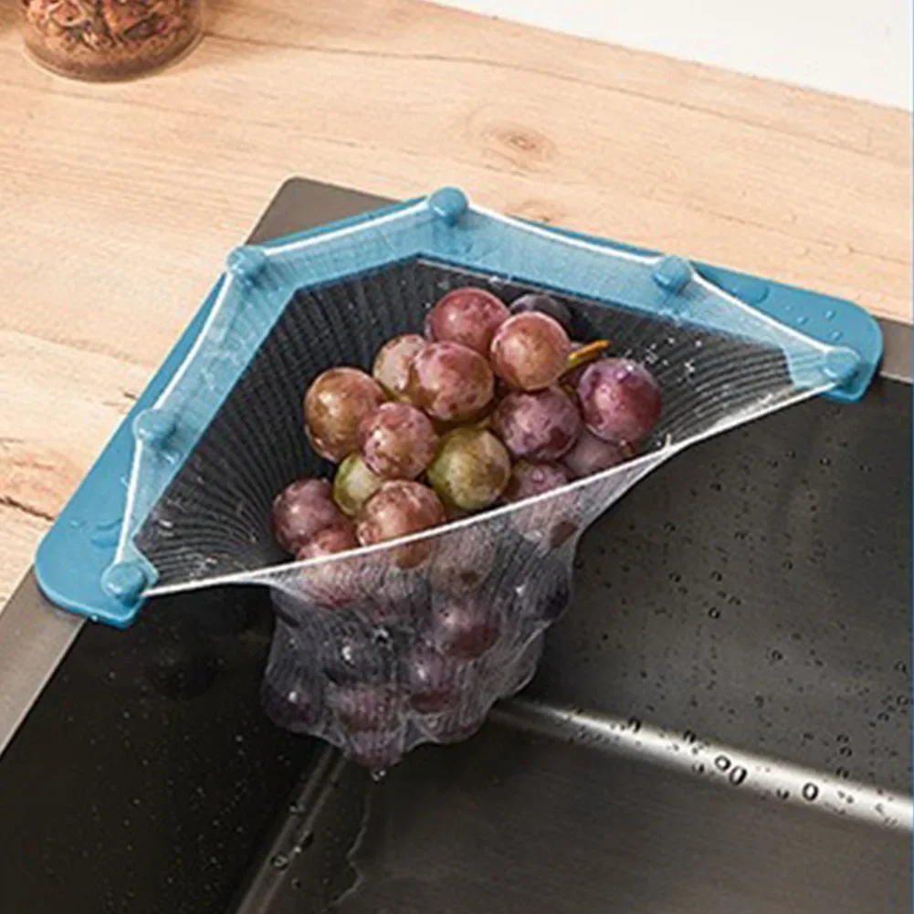 Triangle Drainage Rack Kitchen Sink Leftovers Filter Hanging Net Drain Basket Waste Garbage Net Shelf Sink Corner Mesh Strainer
