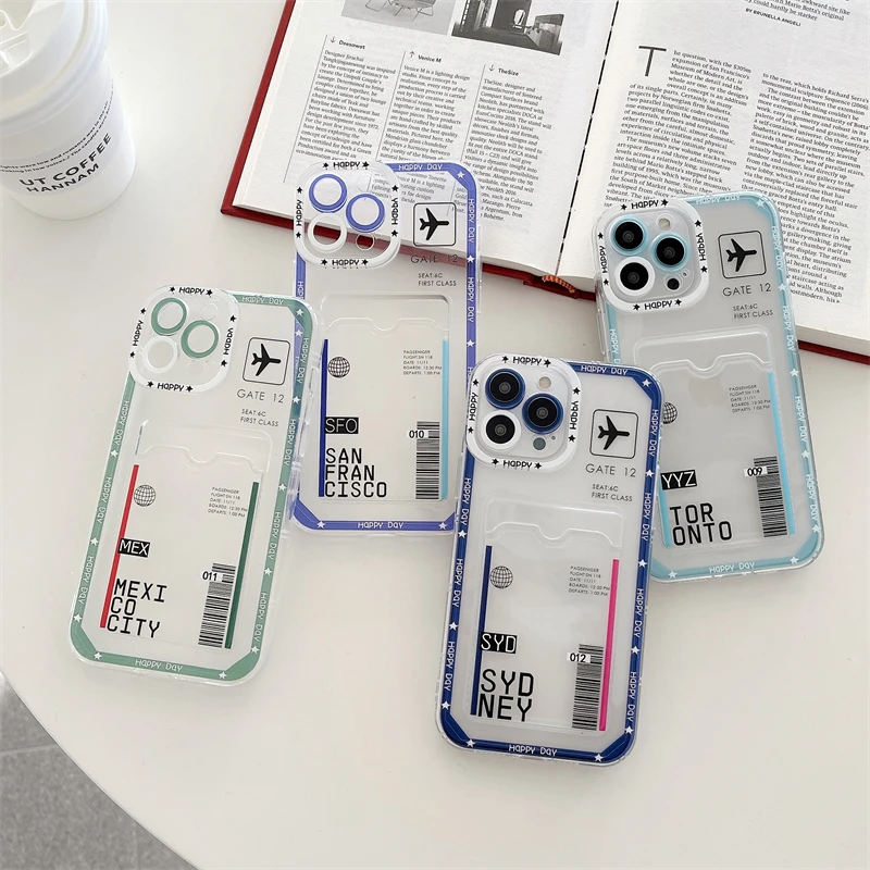 Tokyo Sydney Messico Toronto San Francisco Gate Plane Ticket Wallet Card Case Per Iphone 7 8 X Xr Plus 14 12 13 11 Pro Max Cover