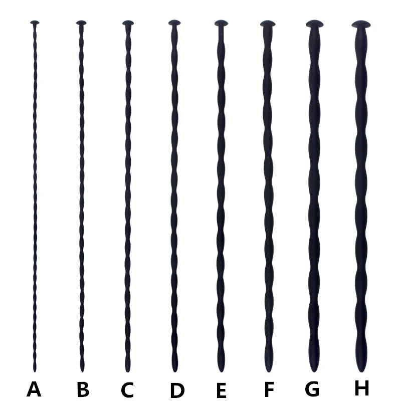 Ribbed Silicone Urethral Sounding Dilator Catheter Stimulator Penis Plug/ Rod Urethra Masturbation Men BDSM Sex Toy Uretra Beads urethral dilator silicone urethral dilator