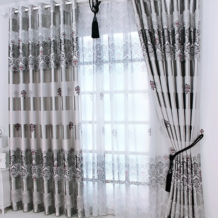 

European Modern Curtains for Living Room Bedroom Elegant Satin Printed Living Room Window Hall Jacquard Decor Blackout Fabric