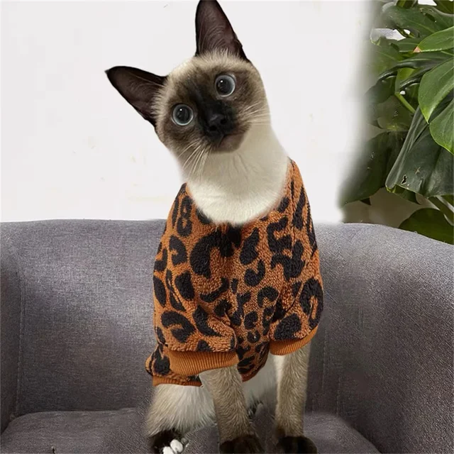 Plush Cat Dog Hoodies Thicken Pet Sweaters Autumn Winter Cat Puppy Clothes for Small Dogs Cats Kitten Pullovers Sphynx Clothing 6