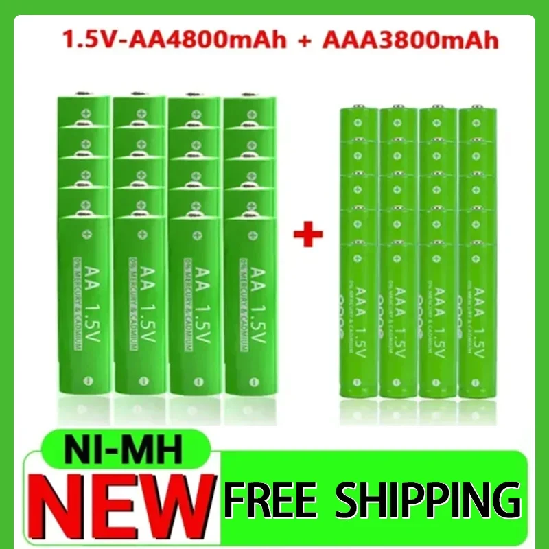 

AA + AAA Rechargeable Alkaline Battery AA 1.5V 4800mAh/1.5V AAA 3800mah Flashlight Toys Watch MP3 Player Replace Ni-Mh Battery