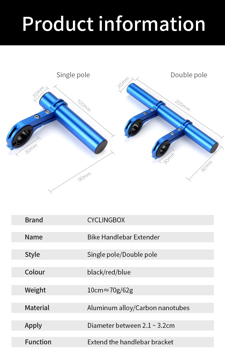 Elektrische Roller Lenker Extender Verlängerung Horn Licht Halterung Lenker Riser Adapter Fahrrad Lampe taschenlampe Zubehör – Detail 3