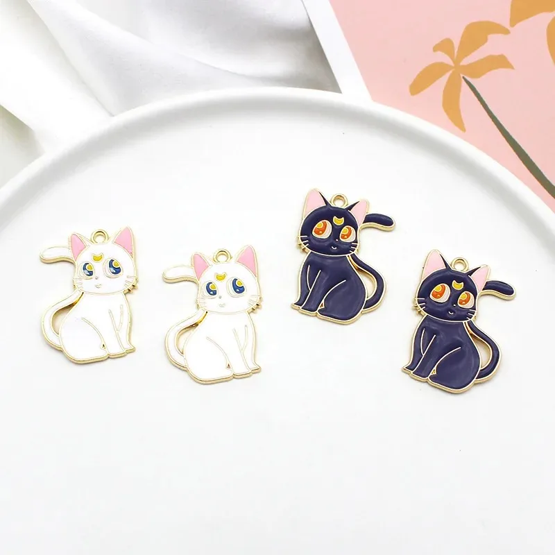 10Pcs DIY 애니메이션 귀여운 선원 문 고양이 키 체인 전화 체인 키 끈 장식 카와이 가방 키 체인