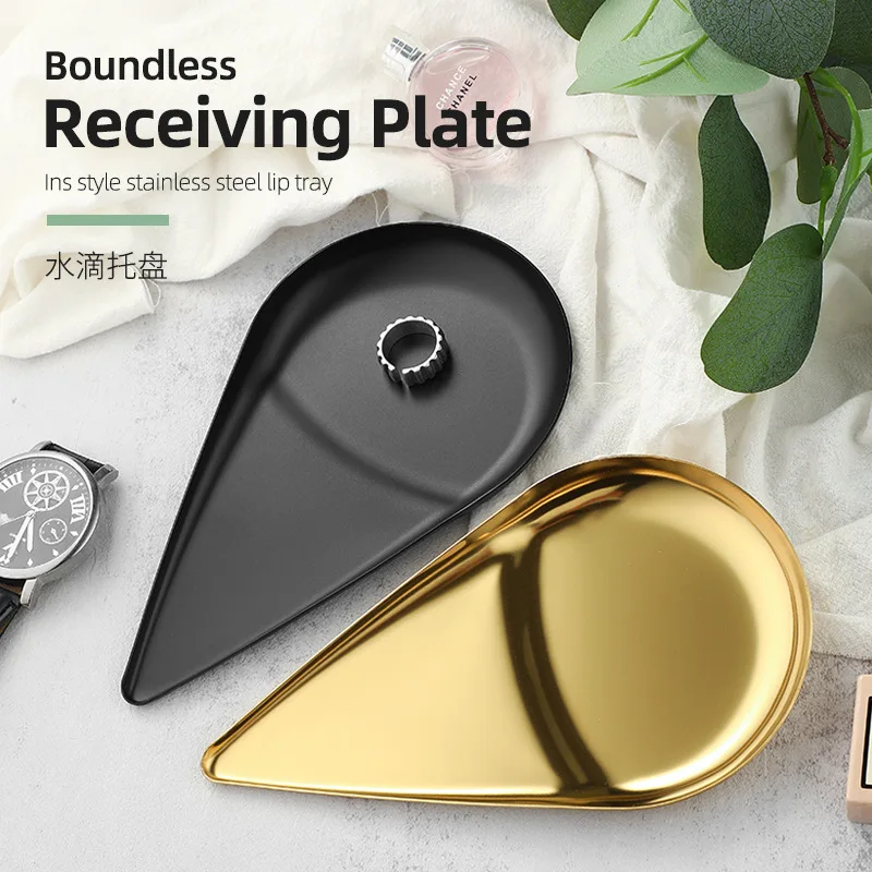 

Stainless Steel Nordic Style Gold Dining Dessert Plate Nut Fruit Cake Tray Snack Kitchen Plate Western Steak Dish Towel Tray