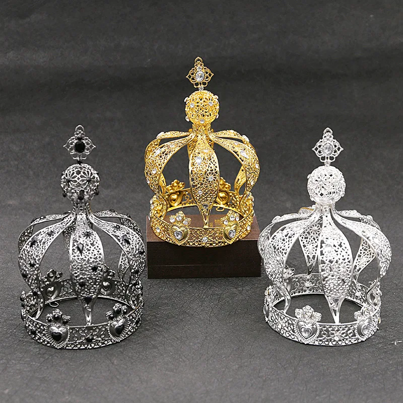 Corona Uomo Barocco Con Strass - Oro Scuro Pietra Rossa, Per Matrimoni E Costumi