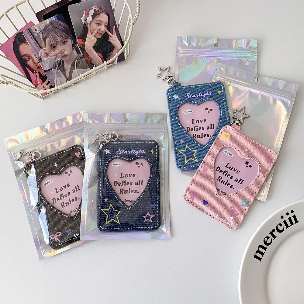 Y2K 디자인 데님 사진 프레임 체인 아메리칸 스타일 사진 프레임 Photocard 홀더 사진 카드 디스플레이 프레임 매력적인