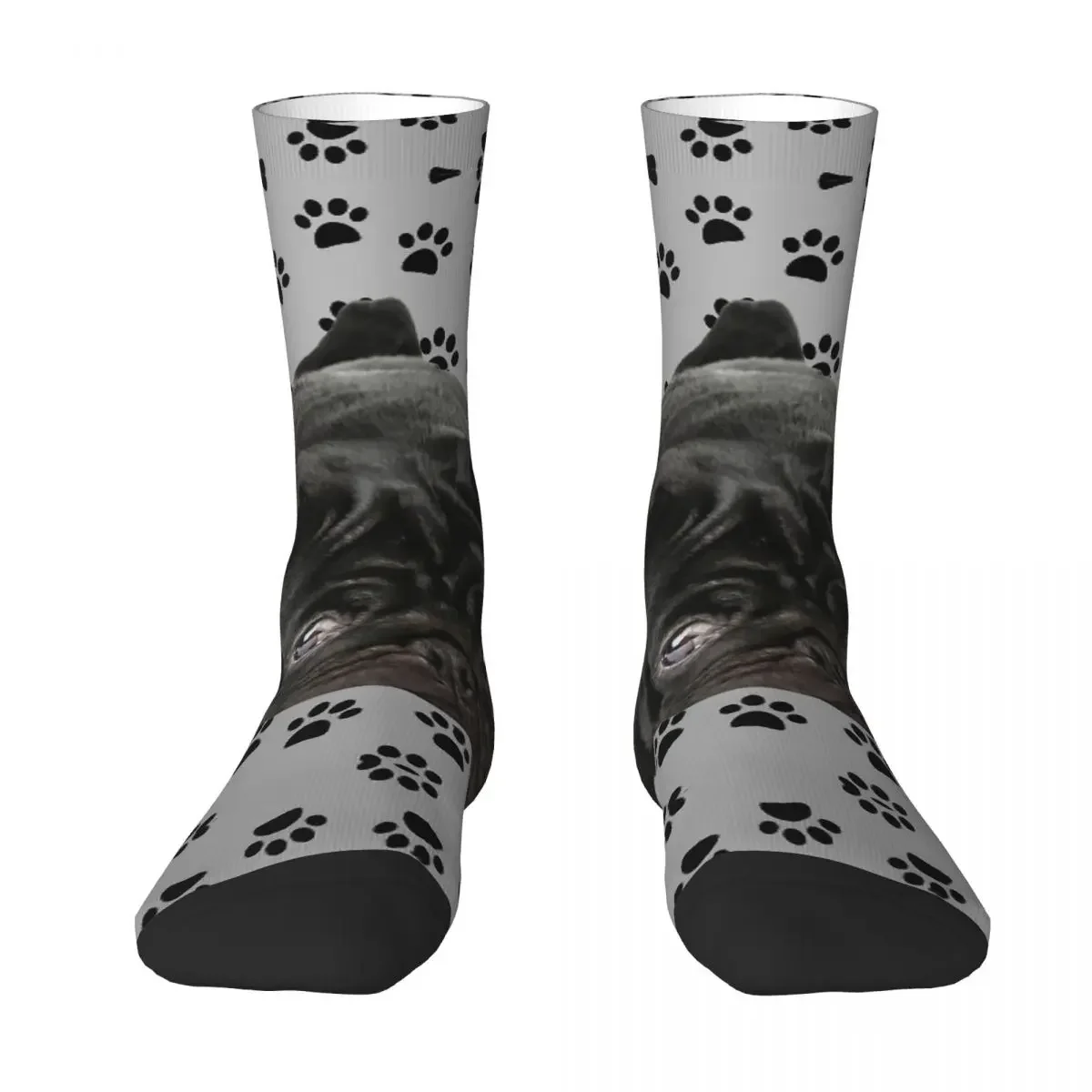 

Adorable Black Pug Socks Harajuku Super Soft Stockings All Season Long Socks Accessories for Man's Woman's Birthday Present