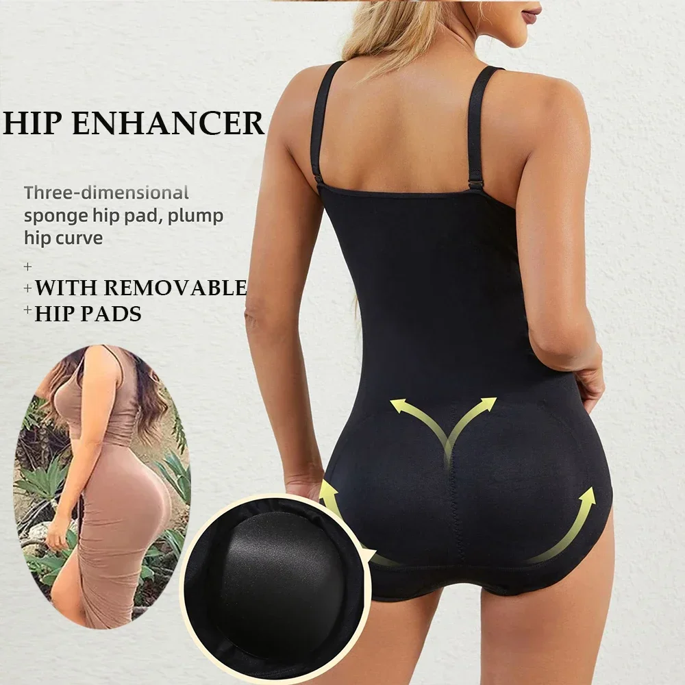 Hip Enhancer Shapewear Bodysuit Tummy Control for Women Reducing and Shaping Bodysuit Hip Pads Body Shaper Jumsuit