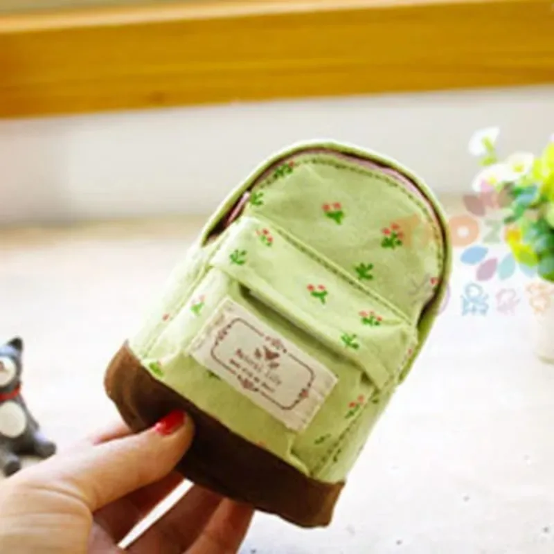 Mini Storage Bag Fashion Canvas Fabric Women Small Coin Wallet  Female Girls Fresh Floral  Zipper Coin Pouch