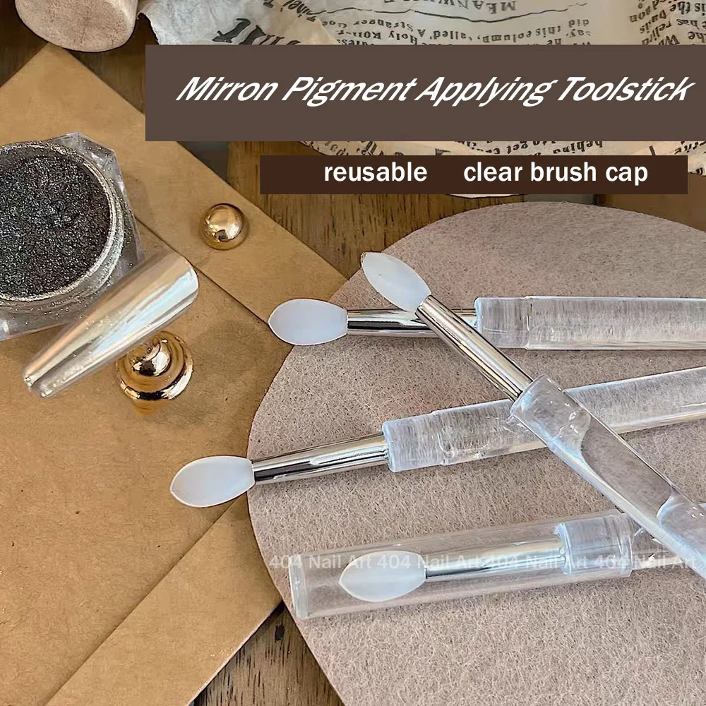Nail Art Silicone Brush Reusable Chrome Glitter Applying Manicure Tool New Easy-Daub Pigment Silicone Applicator Sticks 404Nails 5