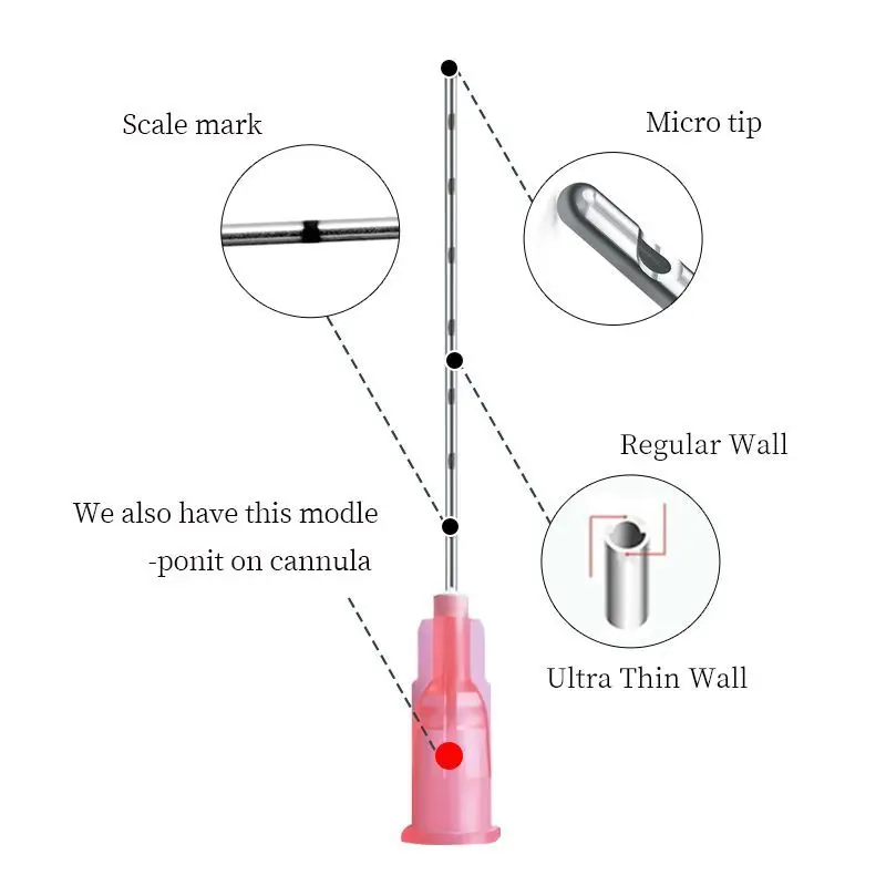 50pcs Blunt Cannula For Filler Injection14G/18Gmm 18G21G22G23G25G27G30G Facial Filling Slight Blunt Needle accesorios