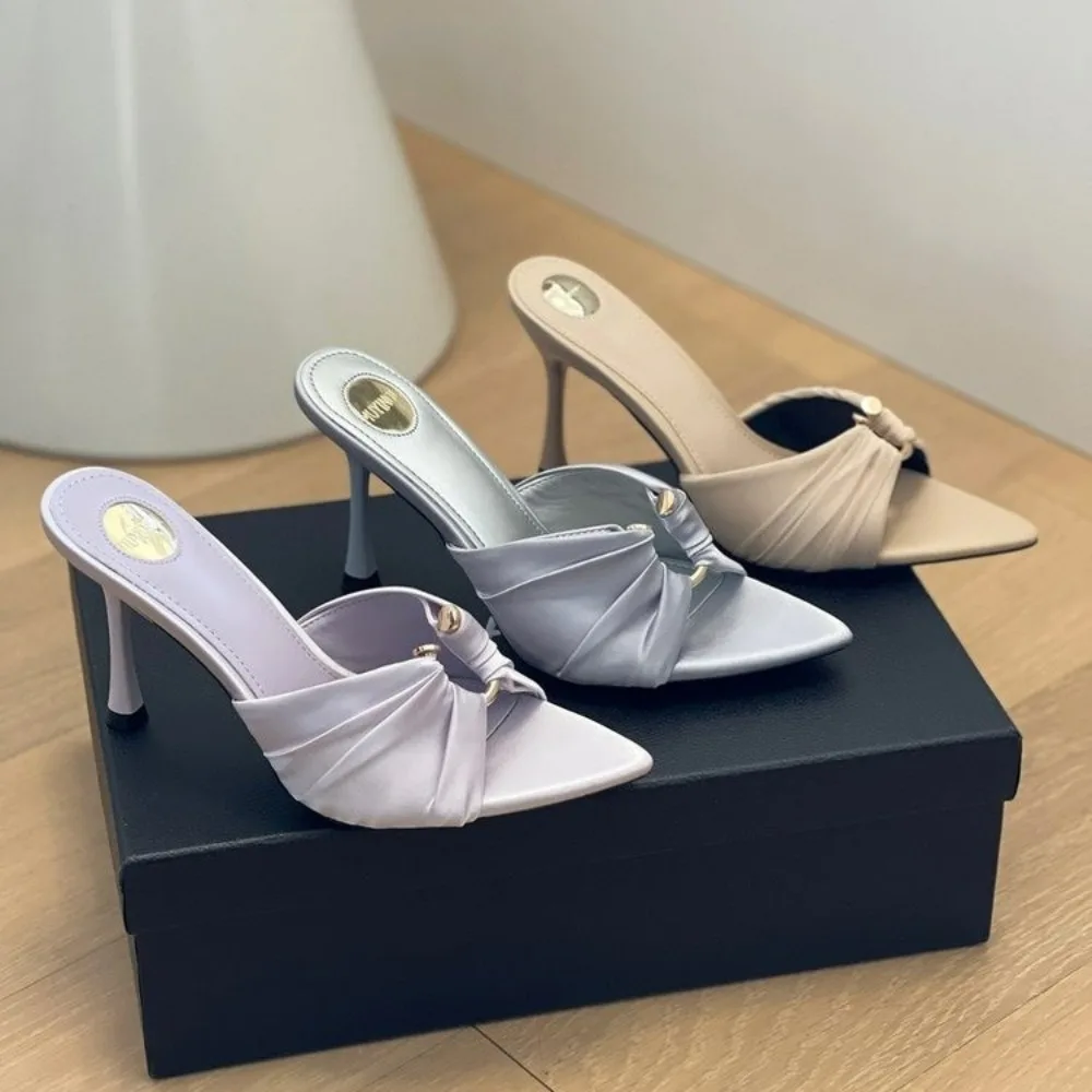 Summer Woman Slippers Fashion Open Toe Thin High Heels Shoes Street Style Stripper Party Slides Zapatos De Mujer